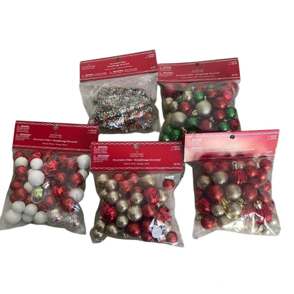 Ashland‎ Decorative Filler Ornaments Red Green Gold White Candy Cane Christmas